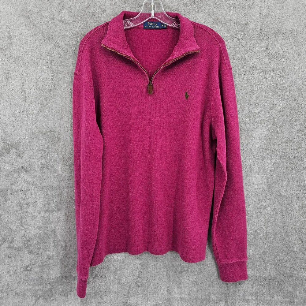 Polo Ralph Lauren Quarter Zip Pullover Sweater M Red Long Sleeve Mock Neck 90s